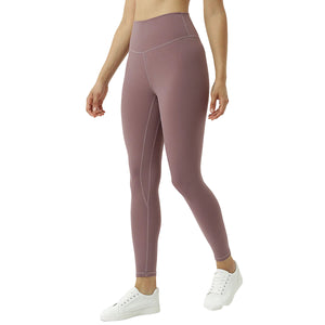 High-waisted women's sports leggings with hip-lifting seams in various colors