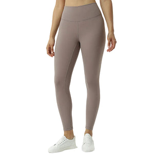 High-waisted women's sports leggings with hip-lifting seams in various colors