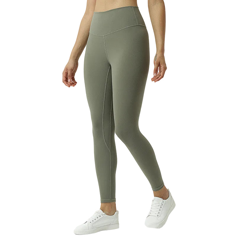 High-waisted women's sports leggings with hip-lifting seams in various colors