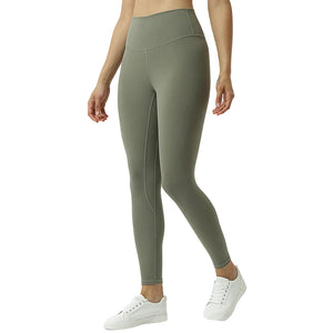 High-waisted women's sports leggings with hip-lifting seams in various colors