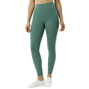 High-waisted women's sports leggings with hip-lifting seams in various colors