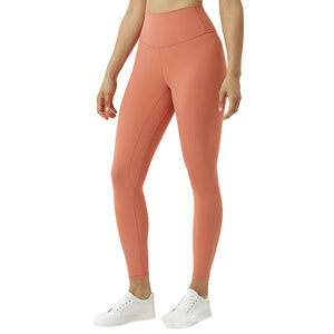 High-waisted women's sports leggings with hip-lifting seams in various colors