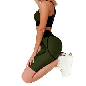 Women's high waist fitness yoga set with leggings and sports bra in multiple colors