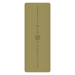 White PU leather yoga mat with natural rubber base rolled out on floor