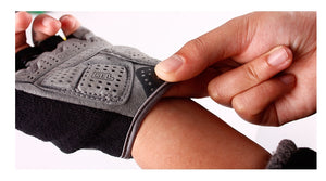 Summer half finger riding gloves in pampas storm blue color showing breathable mesh and microfiber materials