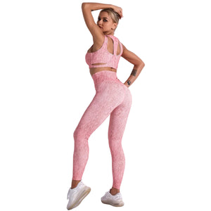 Sports yoga bra and pants workout set in multiple colors