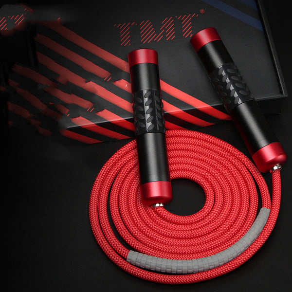 Professional double-bearing skipping rope with metal and silicone handles