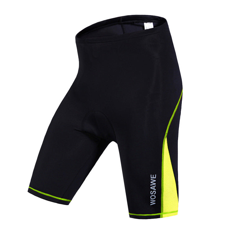 Women's black and green summer cycling shorts with silica gel pad