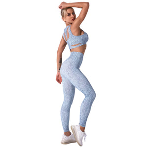 Sports yoga bra and pants workout set in multiple colors