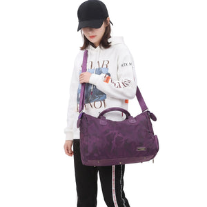 OXFORD CLOTH SHOULDER GYM BAG WITH SHOE COMPARTMENT