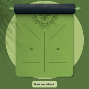 Widened TPE yoga mat with integrated guide lines in various colors and thickness options