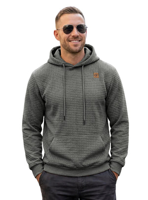 Men's elastic jacquard hooded long-sleeve sweatshirt in various colors