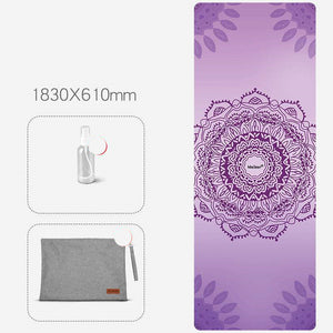 Folding anti-slip yoga mat with natural rubber base and suede surface