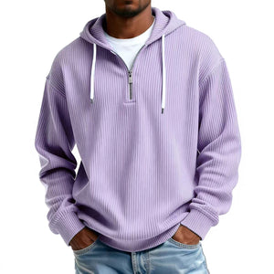 Men's long-sleeve hooded corduroy sweatshirt in various colors