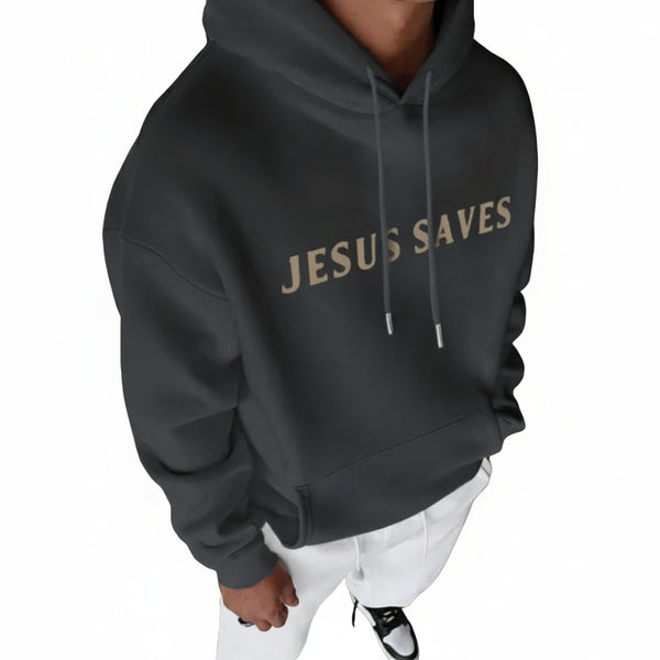 GRAY COTTON PULLOVER HOODIE LOOSE FIT