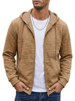 Men's zip-up hooded cardigan sweatshirt jacket in various colors with side pockets