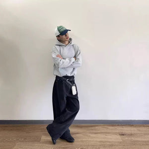 Autumn winter solid color hoodie in black and gray for men and women