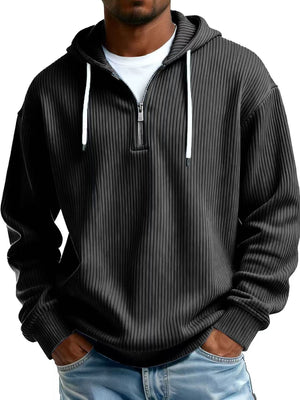 Men's long-sleeve hooded corduroy sweatshirt in various colors