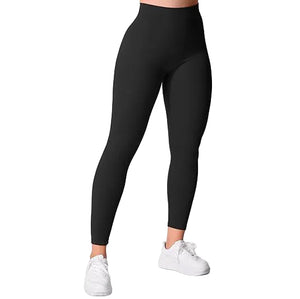 High waist hip lift sports leggings in black with side pockets and cropped fit