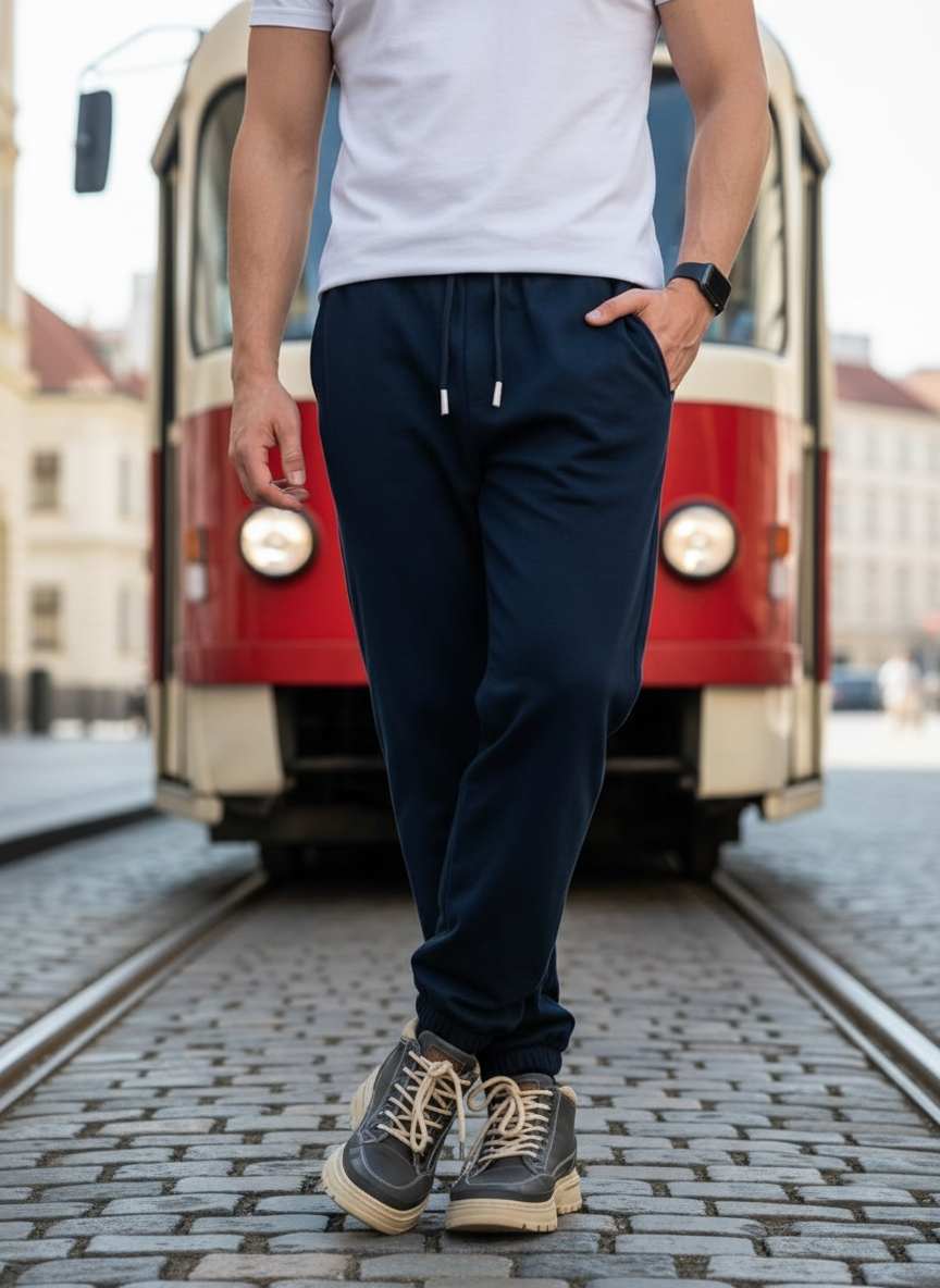 Men's high elasticity anti-wrinkle casual pants in tapered fit