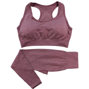 Seamless women's high waist yoga set with crop top in multiple colors