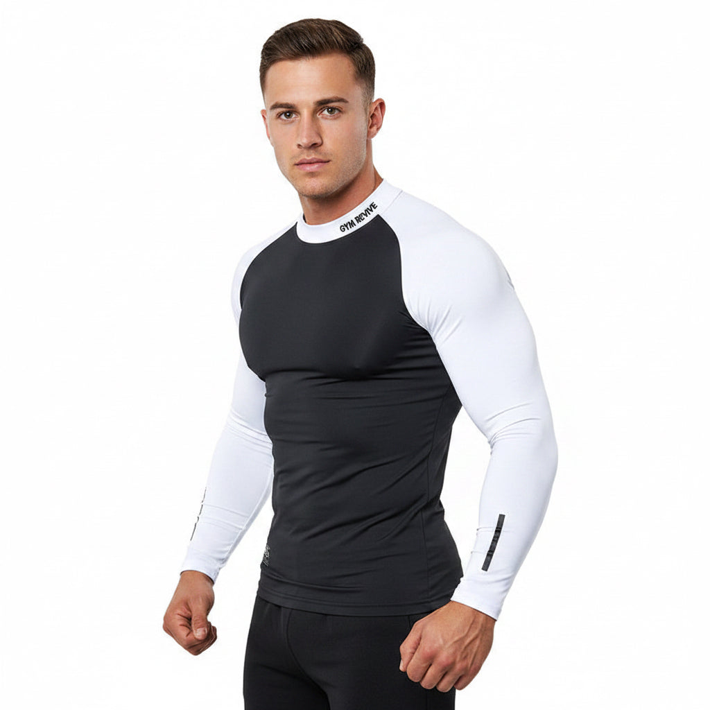 Men's slim fit workout t-shirt with contrast collar colors in various styles