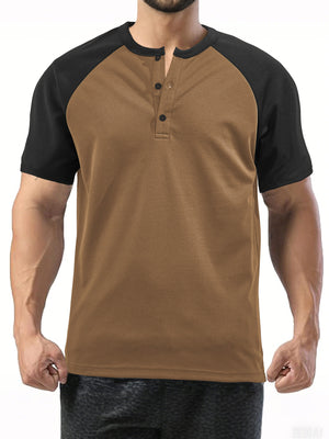 Men's colorblock short-sleeved moisture-wicking polo shirt in multiple colors