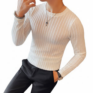 Men's slim fit long sleeve round neck shirt in various colors