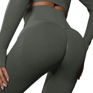 High waist seamless yoga leggings in various solid colors for women