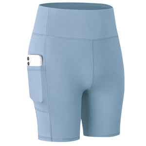 Women's high waist pocket yoga shorts in multiple colors