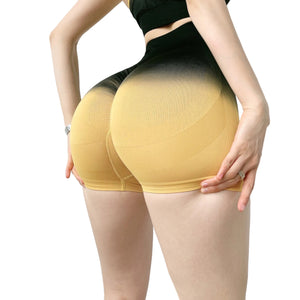 Women's high waist gradient quick-dry sports shorts in multiple colors