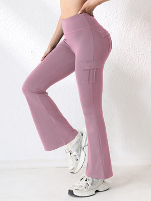 High-waisted bell-bottom leggings with pockets in various colors
