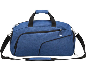 Dry and wet separation fitness travel bag in multiple colors with zipper and multiple compartments
