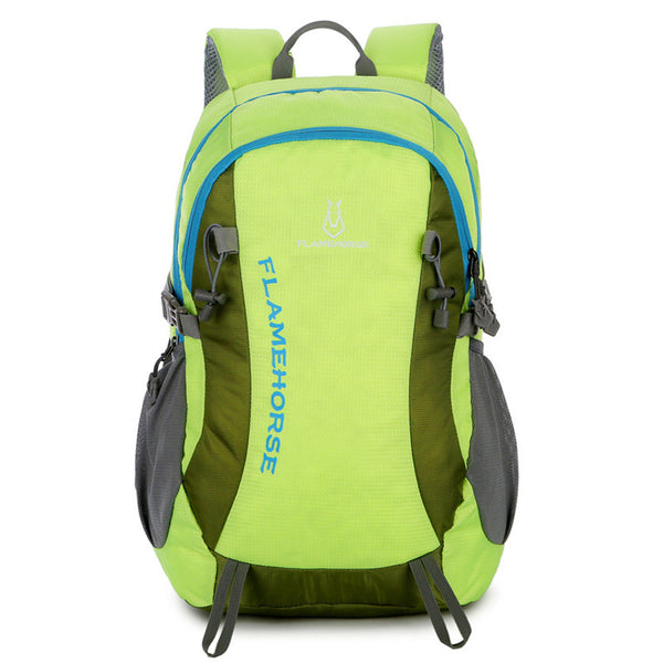 Unisex sports backpack in various colors with 36-55L capacity and ergonomic design