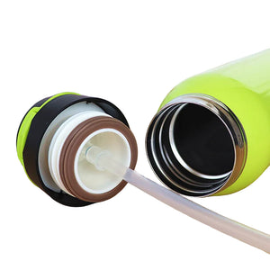 500ml stainless steel sport thermos water bottle in pink, black, silver, and green colors