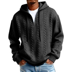 Half-zip hooded sweatshirt with long sleeves and padded patch pockets in various colors