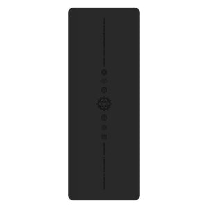 White PU leather yoga mat with natural rubber base rolled out on floor