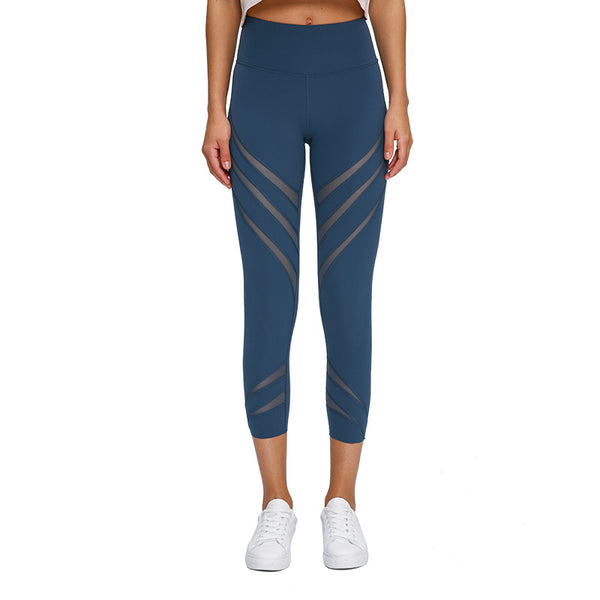 Nude stretch gauze stitching gym pants in multiple colors