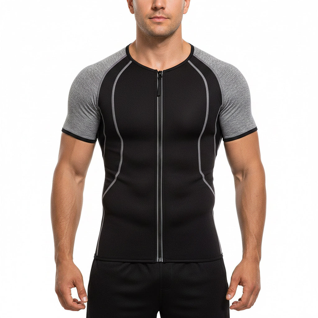 Men's grey yoga fitness sweatshirt for outdoor and gym wear