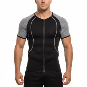 Men's grey yoga fitness sweatshirt for outdoor and gym wear