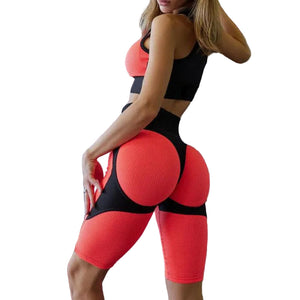 Women's high waist fitness yoga set with leggings and sports bra in multiple colors