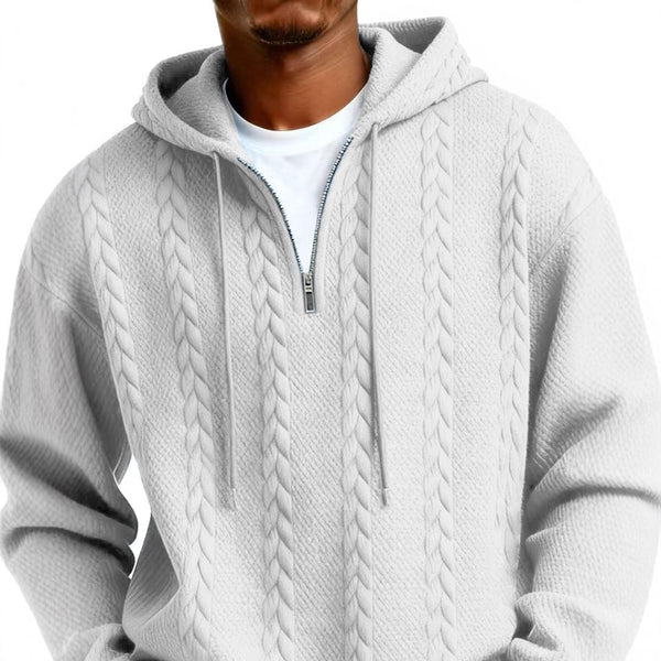 FASHIONABLE HALF-ZIP HOODED SWEATSHIRT WITH LONG SLEEVES