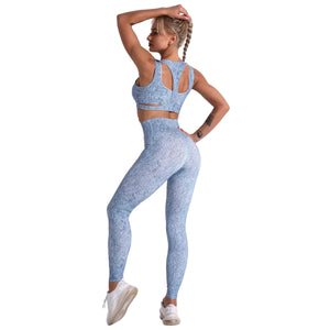 Sports yoga bra and pants workout set in multiple colors