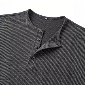 Men's casual slim fit round neck long sleeve shirt in gray