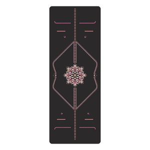 Professional non-slip PU natural rubber yoga mat with pose guide lines in various colors