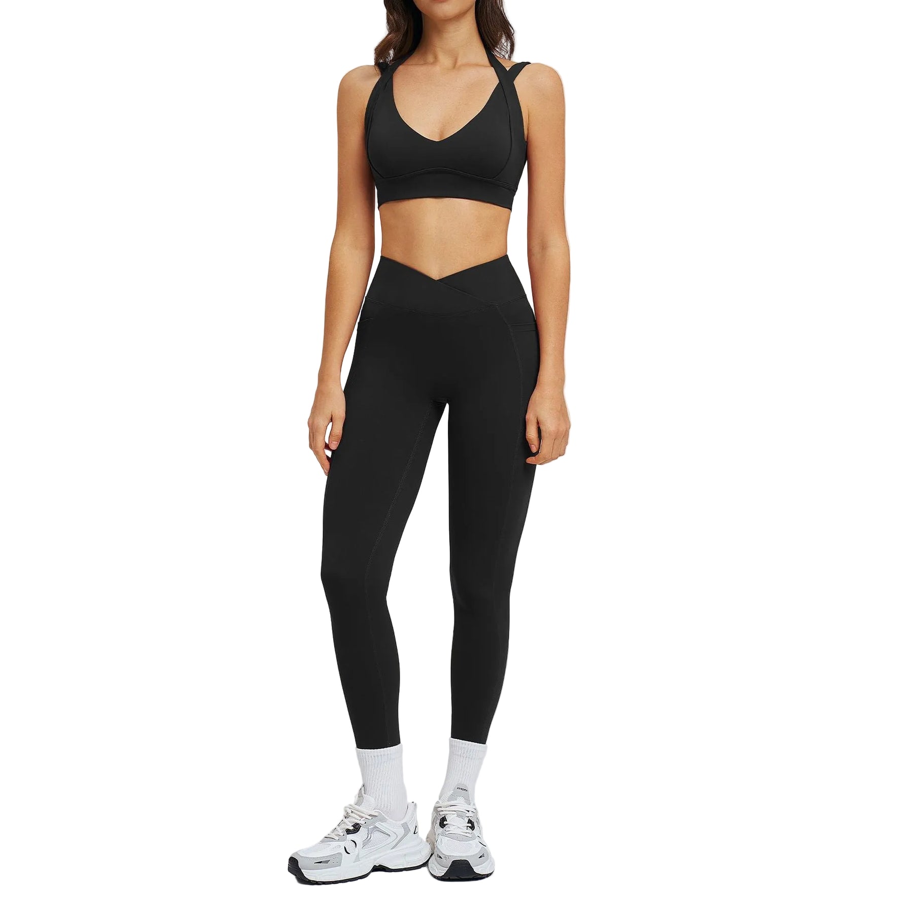 High-end women's yoga set with bra and trousers in multiple colors
