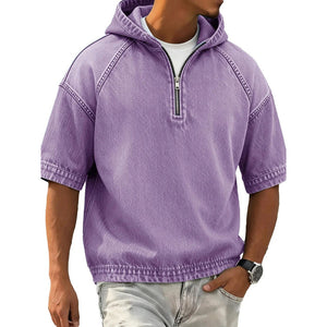 Men's half-zip sports hoodie with hood in various colors