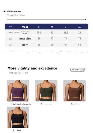 Sling yoga top with open back and shockproof sports bra design