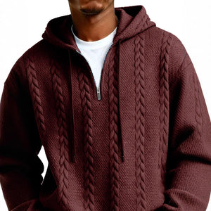 Half-zip hooded sweatshirt with long sleeves and padded patch pockets in various colors