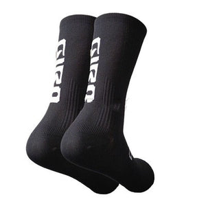 Cycling sports socks available in multiple colors including blue, white, pink, cyan, black, orange, red, and green